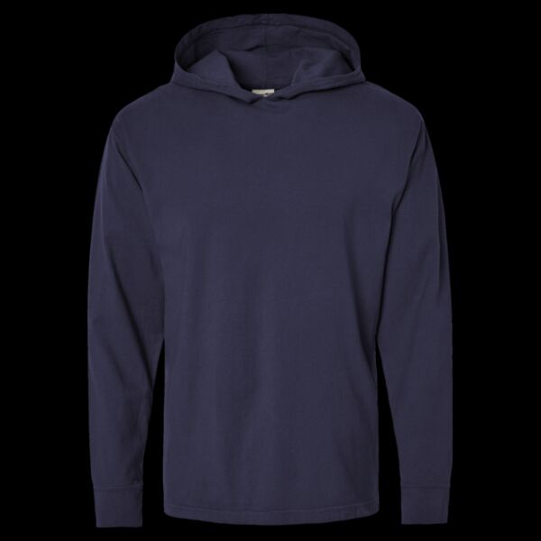 Unisex Garment-Dyed Jersey Hooded Long Sleeve T-Shirt Thumbnail