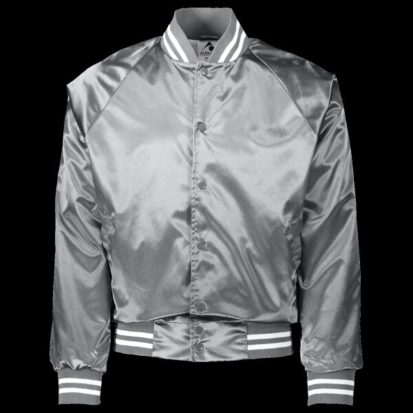Satin Baseball Jacket/Striped Trim Thumbnail