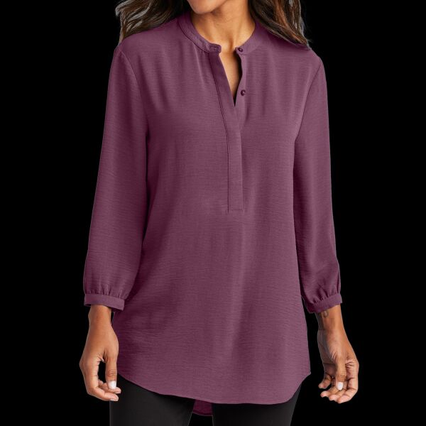 Women's 3/4 Sleeve Textured Crepe Tunic Thumbnail