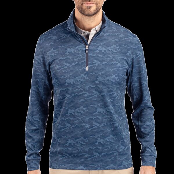 Cutter & Buck Traverse Camo Print Stretch Quarter Zip Mens Big and Tall Pullover Thumbnail