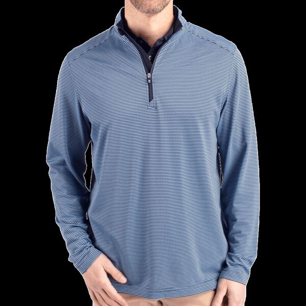 Cutter & Buck Virtue Eco Pique Micro Stripe Recycled Mens Big & Tall Quarter Zip Thumbnail