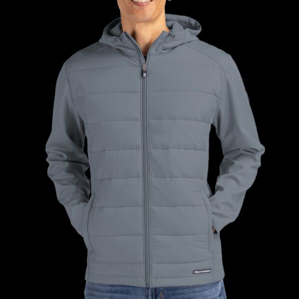 Cutter & Buck Evoke Hybrid Eco Softshell Recycled Full Zip Mens Big & Tall Hooded Jacket Thumbnail
