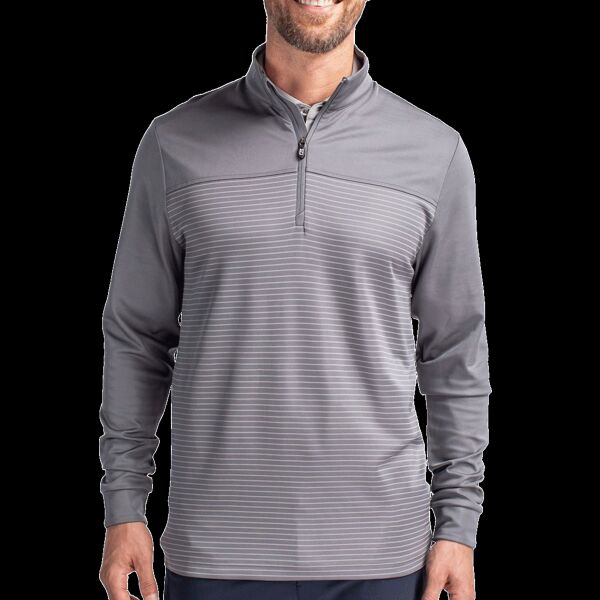 Cutter & Buck Traverse Stripe Stretch Quarter Zip Mens Pullover Thumbnail