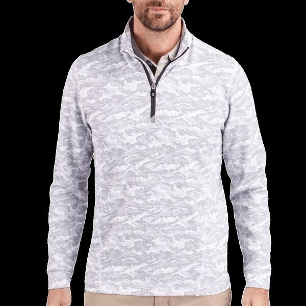 Cutter & Buck Traverse Camo Print Stretch Quarter Zip Mens Pullover Thumbnail