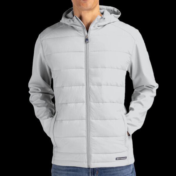 Cutter & Buck Evoke Hybrid Eco Softshell Recycled Full Zip Mens Hooded Jacket Thumbnail