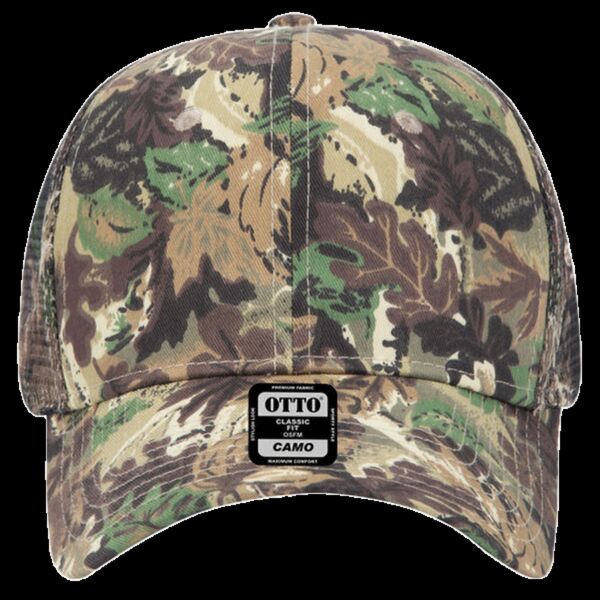 OTTO CAP Camouflage 6 Panel Mid Profile Mesh Back Trucker Hat Thumbnail