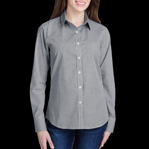 Women's Microcheck Gingham Short Sleeve Cotton Dress Shirt Thumbnail