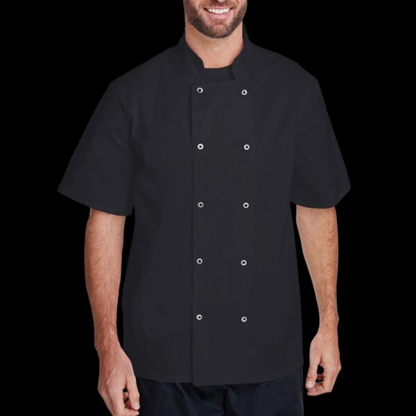 Unisex Ten Studded Front Short Sleeve Chef Coat Thumbnail