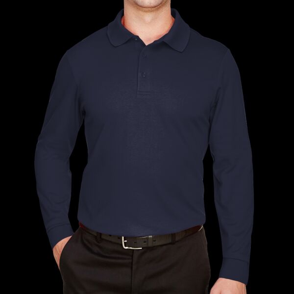 Men's CrownLux Performance® Plaited Long Sleeve Polo Thumbnail