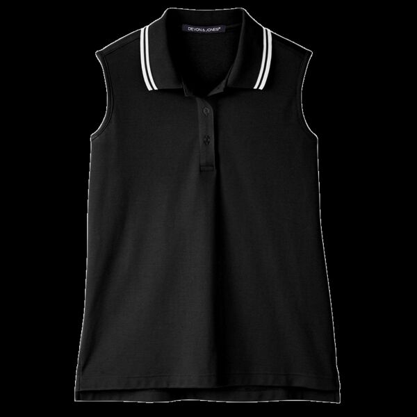 Women's CrownLux Performance® Plaited Tipped Sleeveless Polo Thumbnail