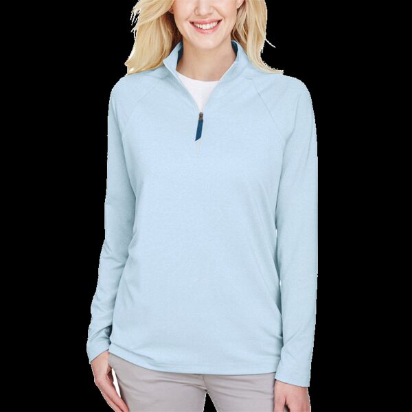 Women's CrownLux Performance® Clubhouse Micro-Stripe Quarter-Zip Pullover Thumbnail