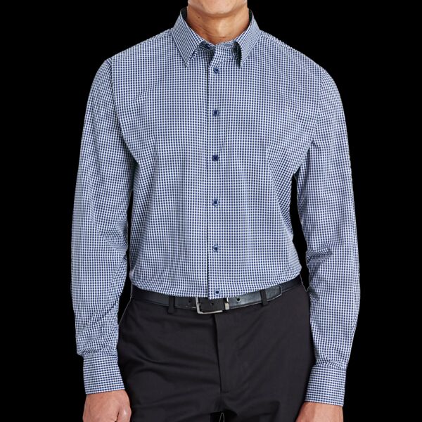 Men's CrownLux Performance® Tonal Mini Check Woven Dress Shirt Thumbnail