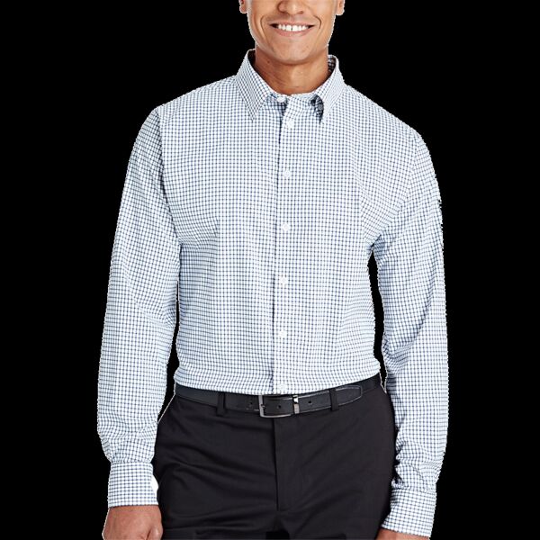 Men's CrownLux Performance® Micro Windowpane Woven Dress Shirt Thumbnail