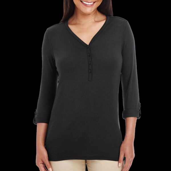 Women's Perfect Fit™ Y-Placket Convertible Sleeve Knit Top Thumbnail
