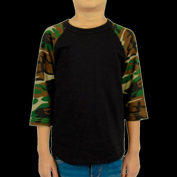Youth Three-Quarter Sleeve Camo Raglan T-Shirt Thumbnail