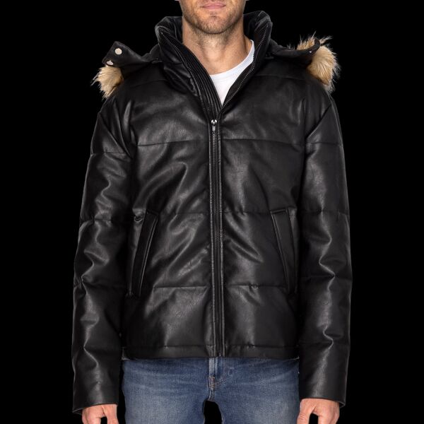 Unisex Vegan Leather Puffer Jacket Thumbnail