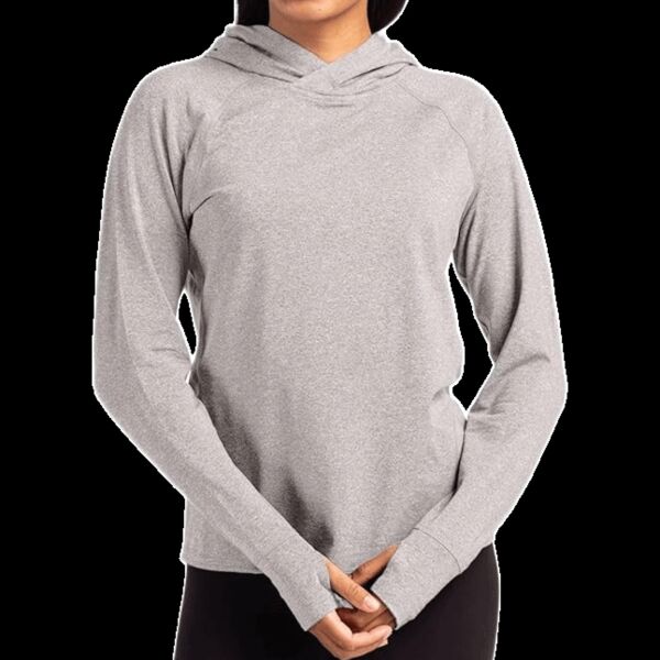 Cutter & Buck Adapt Knit Recycled Womens Heathered Hooded Pullover Thumbnail