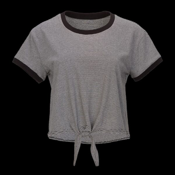 Women's Striped Tie Front T-Shirt Thumbnail