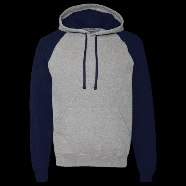 Unisex Nublend® Colorblocked Raglan Hooded Sweatshirt Thumbnail