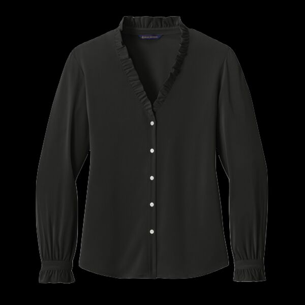 Women's Long Sleeve Ruffle Collar Blouse Thumbnail