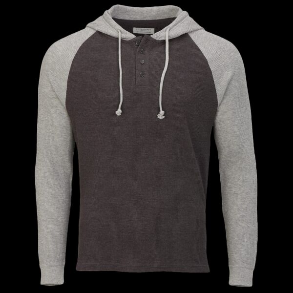 Unisex Waffle Knit Pullover Hooded Long Sleeve T-Shirt Thumbnail