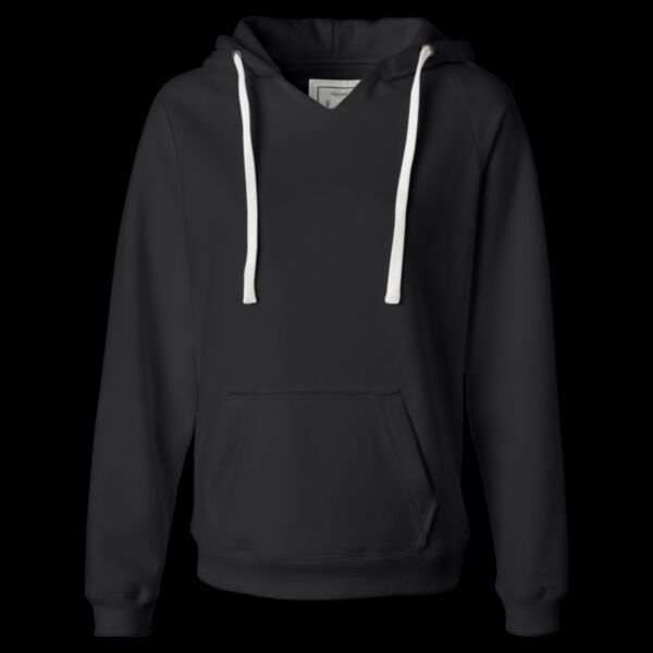 Women's Sueded V-Neck Hooded Sweatshirt Thumbnail