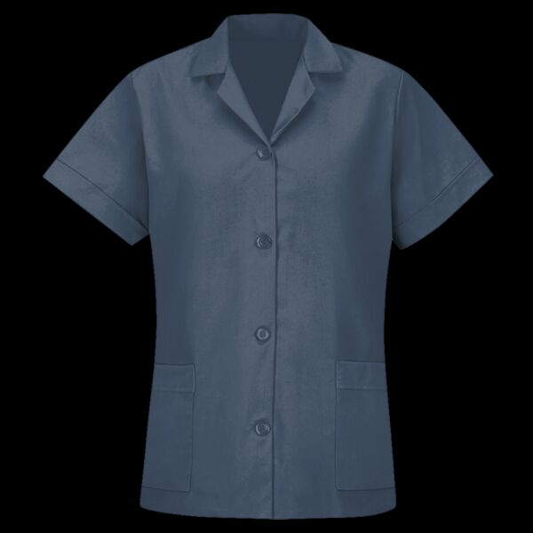 Women's Loose Fit Short Sleeve Button Smock Thumbnail