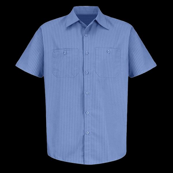 Men's Industrial Stripe Short Sleeve Work Shirt Thumbnail