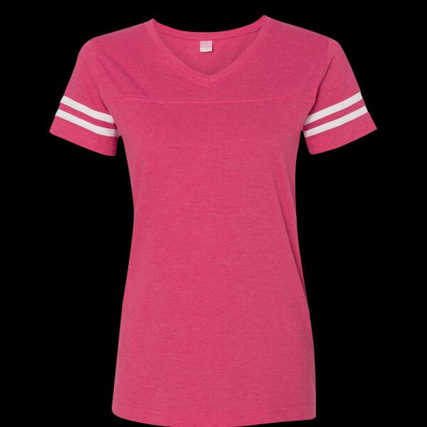 Women's Football V-Neck Fine Jersey Tee Thumbnail