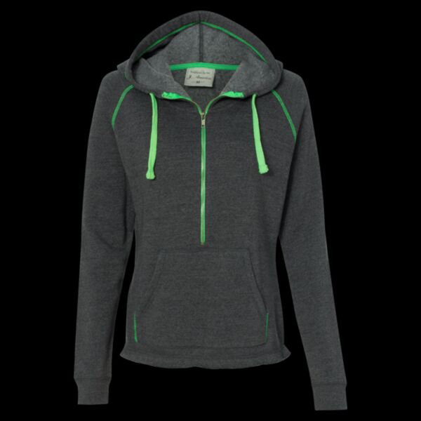 Women's Triblend Half-Zip Hooded Sweatshirt Thumbnail