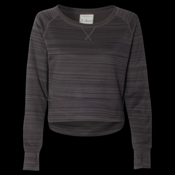 Women's Odyssey Striped Performance Fleece Hi-Low Crewneck Sweatshirt Thumbnail