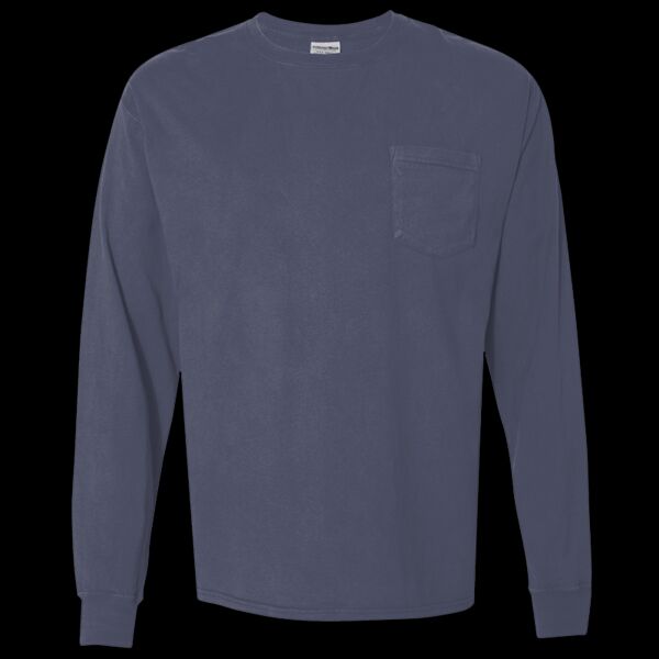 Unisex Garment-Dyed Long Sleeve T-Shirt With a Pocket Thumbnail