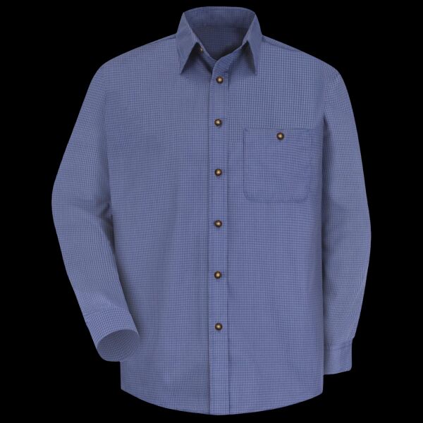 Men's Mini-Plaid Uniform Long Sleeve Shirt Thumbnail