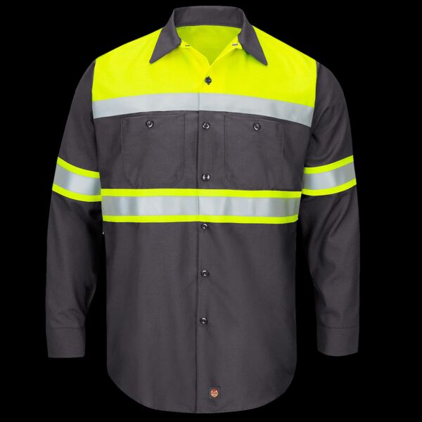 Men's Hi-Visibility Colorblock Ripstop Long Sleeve Work Shirt Thumbnail