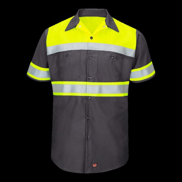 Men's Hi-Visibility Colorblock Ripstop Short Sleeve Work Shirt Thumbnail