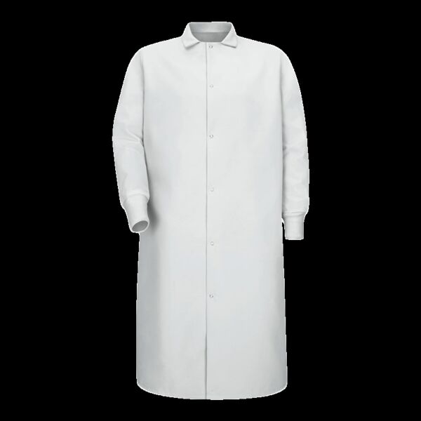 Unisex Gripper-Front Pocketless Butcher Coat With Knit Cuffs Thumbnail