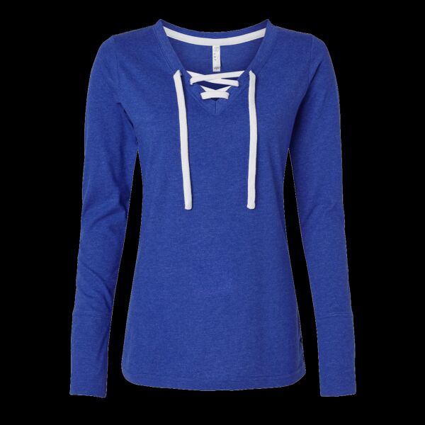 Women's Fine Jersey Lace-Up Long Sleeve T-Shirt Thumbnail