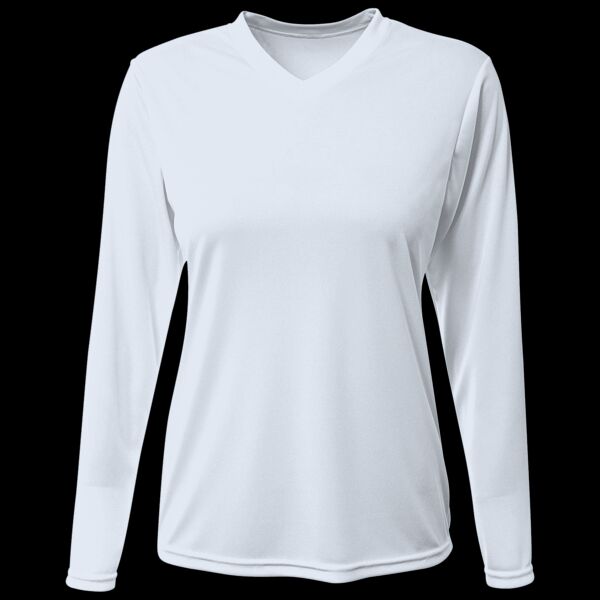 Women's USA-Made Deep V-Neck Long Sleeve T-Shirt Thumbnail