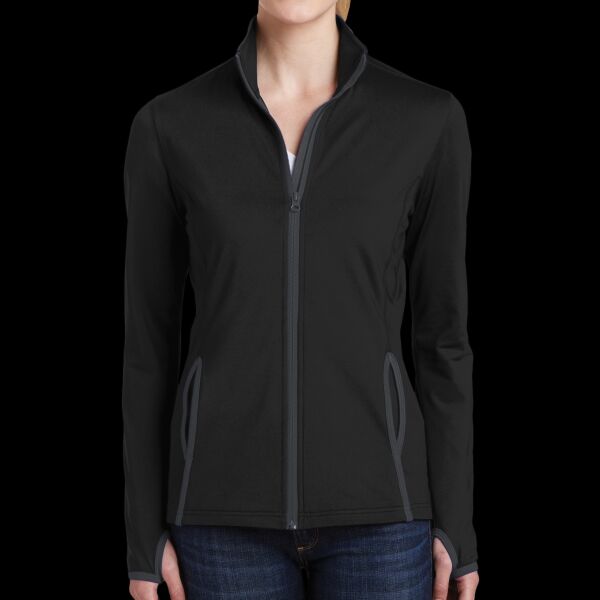 Ladies Sport Wick ® Stretch Contrast Full Zip Jacket Thumbnail