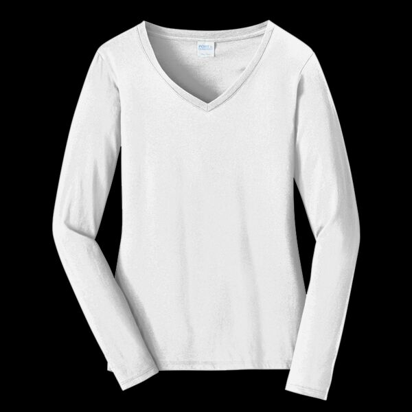 Ladies Long Sleeve Fan Favorite V Neck Tee Thumbnail