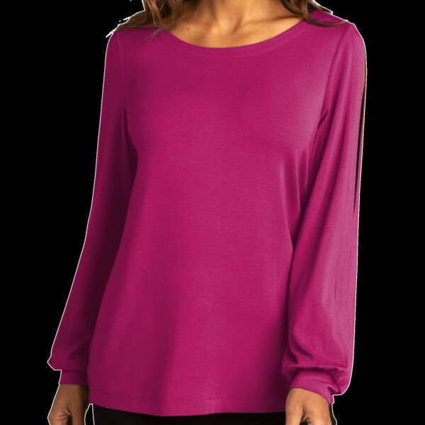 Ladies Luxe Knit Jewel Neck Top Thumbnail