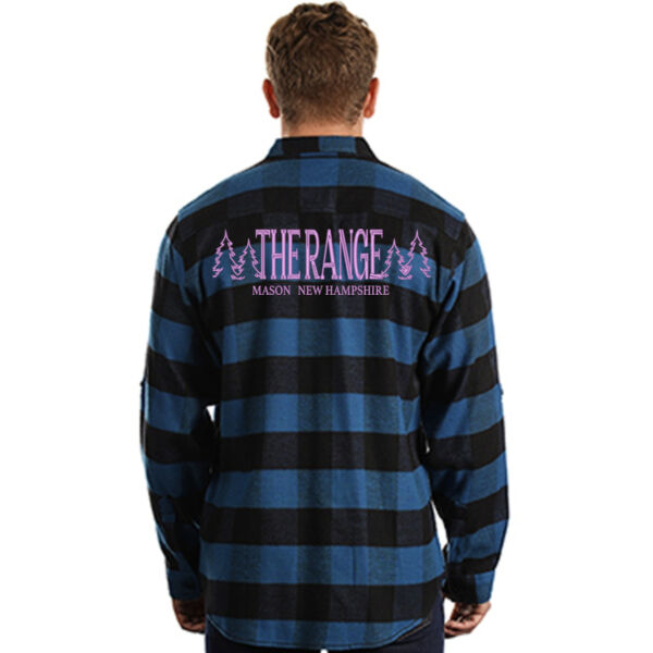 Men's Plaid Flannel Shirt (Bright Purple Embroidery) Thumbnail
