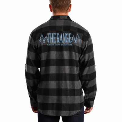 Men's Plaid Flannel Shirt (Bright Blue Embroidery) Thumbnail